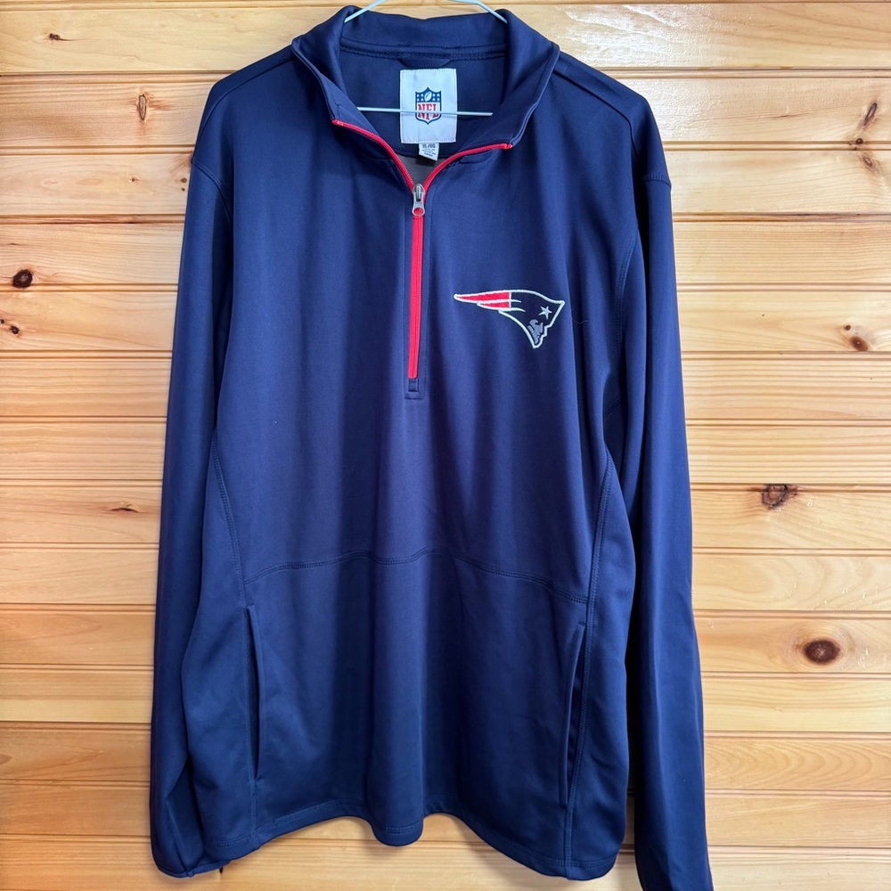 NFL New England Patriots Navy and Red Quarter-Zip Performance Jacket XL